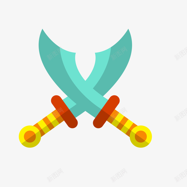 卡通武器矢量图ai免抠素材_88icon https://88icon.com 刀 剑 卡通 扁平化 武器设计 蓝色 矢量图