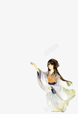追逐png免抠素材_88icon https://88icon.com 中国风 女孩 水彩