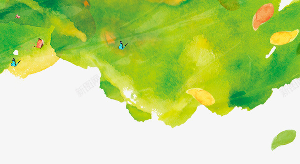 卡通水彩绿色背景psd免抠素材_88icon https://88icon.com 卡通 卡通水彩绿色背景 小清新 水彩 绿色背景