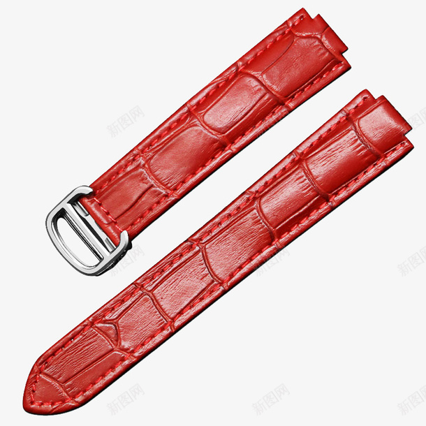 红色银扣真皮手表带png免抠素材_88icon https://88icon.com 产品实物 代用大中小号表带 头层牛皮表带 牛皮凸口配件 红色银扣真皮手表带