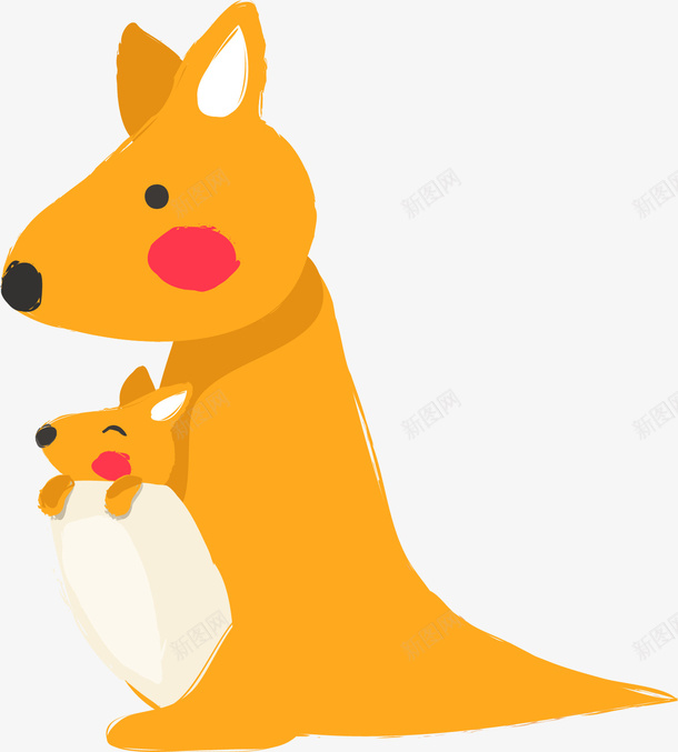 黄色袋鼠矢量图eps免抠素材_88icon https://88icon.com 卡通有趣 扁平化 矢量图案 袋鼠 设计图 黄色底纹 矢量图