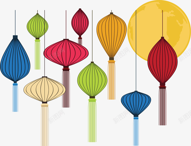 中秋节五颜六色灯笼节日装饰矢量图ai免抠素材_88icon https://88icon.com 中国风 中秋 中秋节 五颜六色灯笼 传统节日装饰 卡通灯笼 灯笼 节日装饰 矢量图