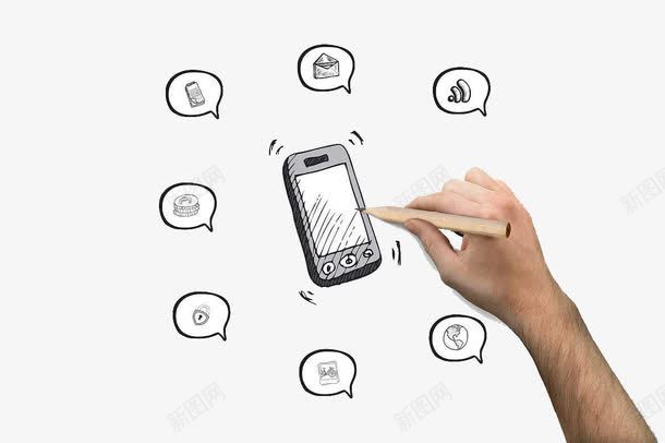 手机对话框png免抠素材_88icon https://88icon.com 手机 气泡框 装饰 边框纹理 铅笔 铅笔线框 震动
