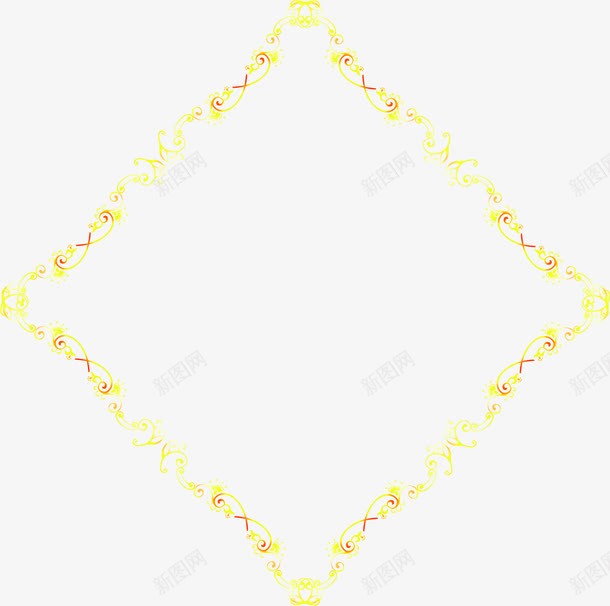 黄色花纹边框新年png免抠素材_88icon https://88icon.com 新年 花纹 边框 黄色