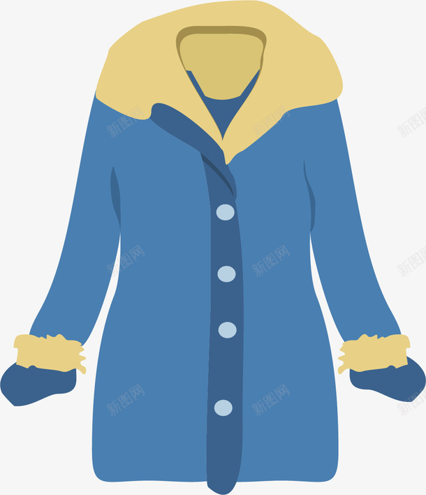 蓝色加绒皮毛一体外套矢量图ai免抠素材_88icon https://88icon.com 加绒 加绒外套 厚外套 外套 御寒 御寒外套 矢量图