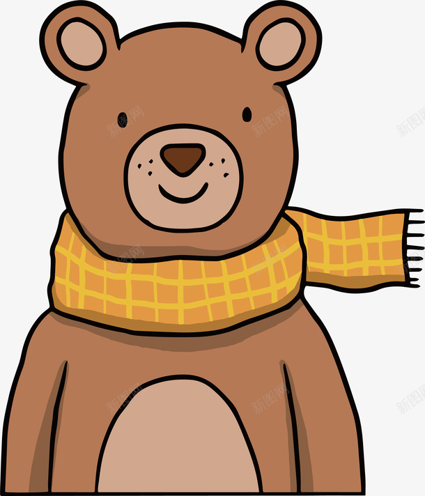 戴围巾的棕熊矢量图eps免抠素材_88icon https://88icon.com 围巾 戴围巾的熊 手绘动物 手绘棕熊 格纹围巾 矢量png 矢量图