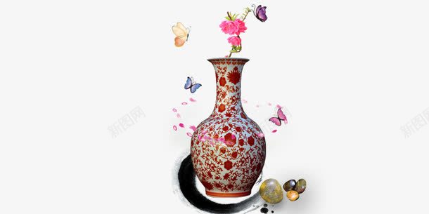 中国风红色花纹瓷瓶png免抠素材_88icon https://88icon.com 中国风 喜庆 瓶子 瓷瓶 红色花纹
