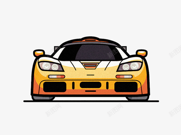 跑车png免抠素材_88icon https://88icon.com 交通工具 卡通车辆 汽车 黄色