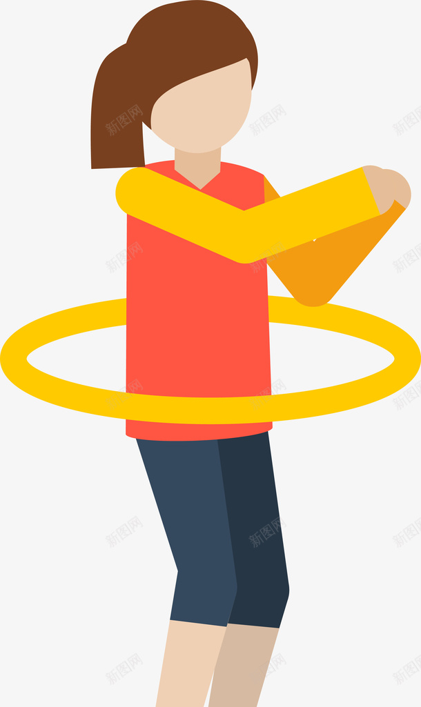 转呼啦圈的女人插画png免抠素材_88icon https://88icon.com 人物插画 呼啦圈运动 女人插画 转呼啦圈 锻炼 黄色呼啦圈
