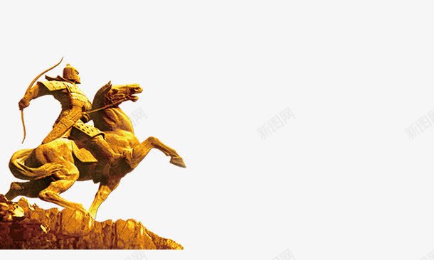 马png免抠素材_88icon https://88icon.com 战士 战马 金色 雕塑 马 骑马