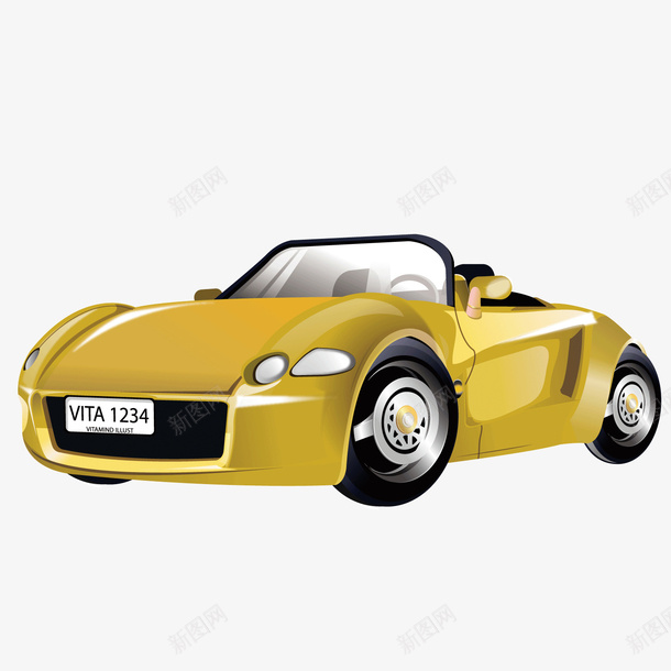 黄色卡通跑车敞篷车矢量图ai免抠素材_88icon https://88icon.com 卡通 敞篷车 跑车 黄色 矢量图
