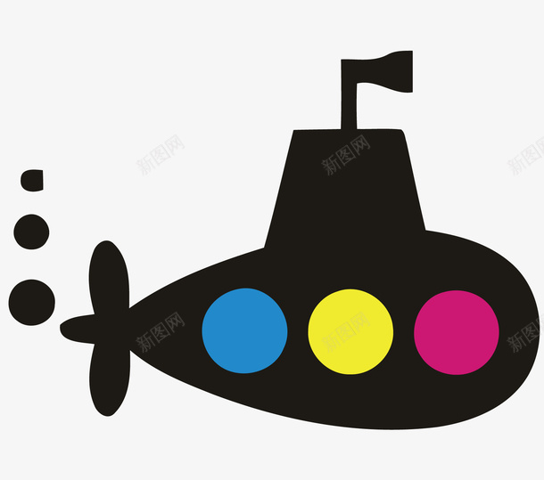 卡通潜艇矢量图ai免抠素材_88icon https://88icon.com 卡通 潜艇 矢量素材 黑色的潜艇 矢量图