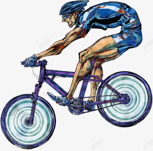 手绘水墨自行车运动员png免抠素材_88icon https://88icon.com 水墨 自行车 运动员
