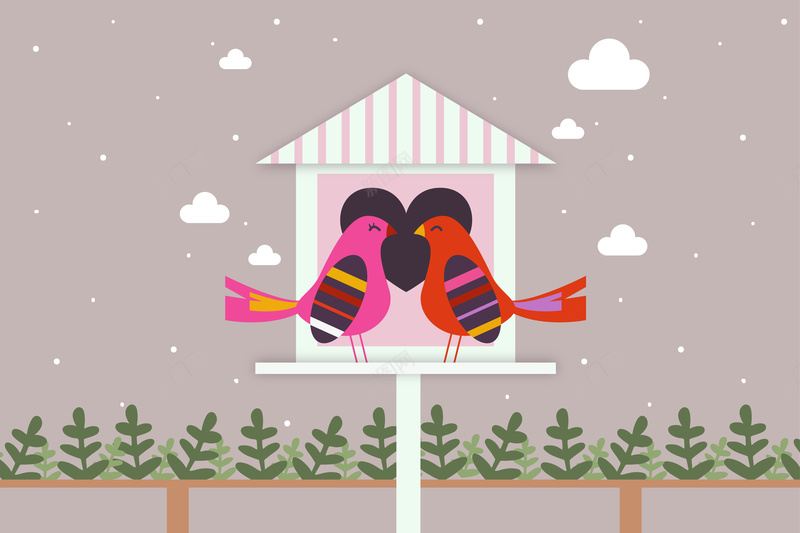 卡通风格的婚房营销策划活动背景矢量图ai设计背景_88icon https://88icon.com 婚房 婚房营销 房产销售 房产销售策划 比翼鸟 爱的小巢 素材 背景 鸳鸯 矢量图