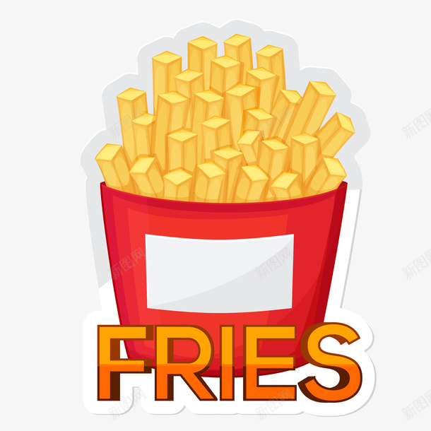 薯条食物标签矢量图ai免抠素材_88icon https://88icon.com 标签设计 美式快餐食物 美食 薯条 食物 矢量图