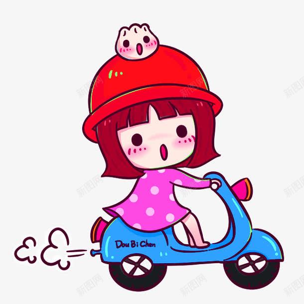 卡通骑摩托女孩装饰图案png免抠素材_88icon https://88icon.com 免抠PNG 卡通 女孩 装饰图案 骑摩托