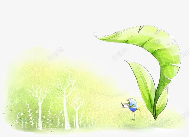 芭蕉叶水彩画png免抠素材_88icon https://88icon.com 小画儿 网页 芭蕉叶