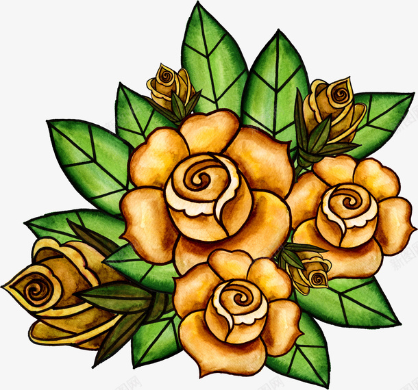 手绘黄色花卉库png免抠素材_88icon https://88icon.com 手绘插画素材库 手绘花卉素材库 水彩花卉素材库 水彩黄色花卉素材库 花卉素材