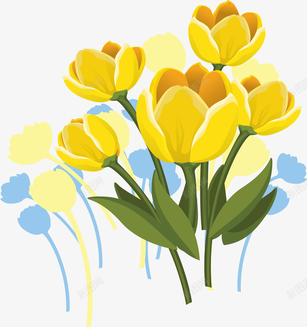 精美卡通黄色郁金香矢量图ai免抠素材_88icon https://88icon.com 卡通郁金香 矢量png 精美花朵 精美郁金香 郁金香 黄色郁金香 矢量图