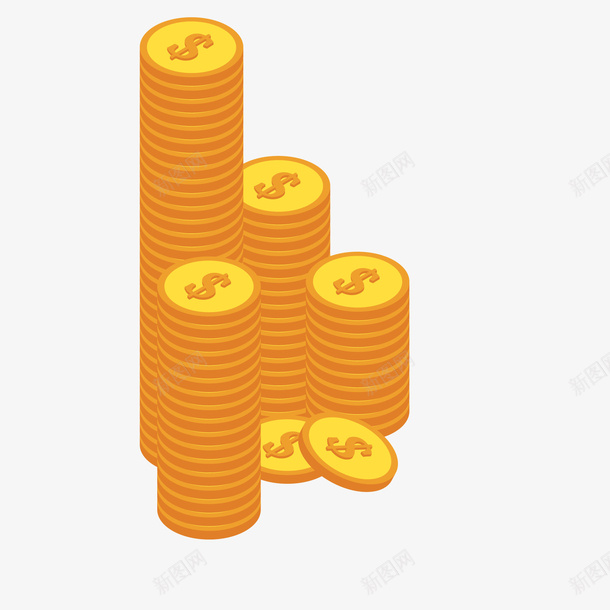 卡通商务金币矢量图ai免抠素材_88icon https://88icon.com 交易 商业 商务 理财 金币 金融 金钱 矢量图