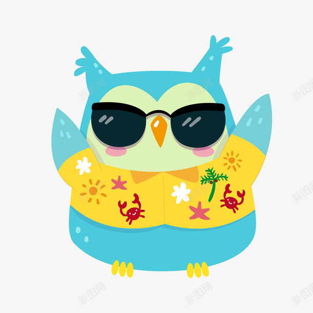 蓝色泳装的卡通猫头鹰矢量图ai免抠素材_88icon https://88icon.com 卡通猫头鹰 猫头鹰 蓝色 蓝色猫头鹰 黄色 黑色 矢量图