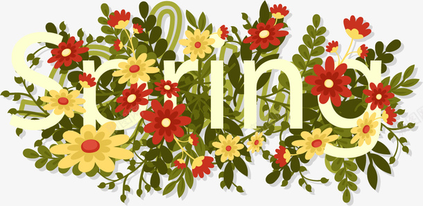 春季花卉艺术字矢量图ai免抠素材_88icon https://88icon.com 春天 春季 树叶 花朵 花瓣 矢量图
