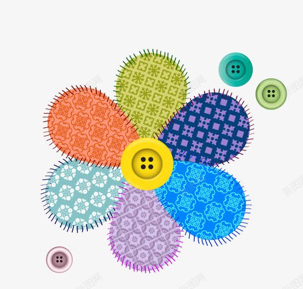 彩色布艺纽扣花朵png免抠素材_88icon https://88icon.com 布艺 纽扣 花朵