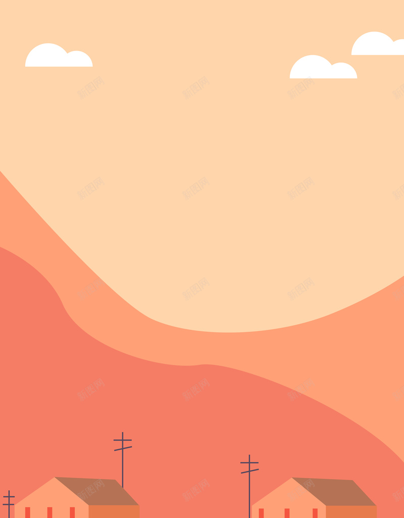 手绘扁平村庄房屋海报背景psd设计背景_88icon https://88icon.com 卡通几何背景 小清新 广告设计 房屋 手机APP引导页 手绘背景 电商背景 白云 直通车 闪屏