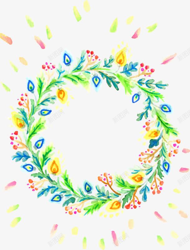 绿色圣诞节水彩草圈png免抠素材_88icon https://88icon.com Christma Christmas Merry 圣诞快乐 圣诞节 松枝 草圈 装饰图案