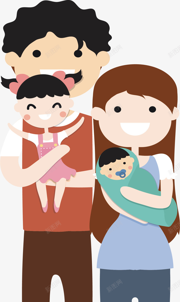 卡通四口之家矢量图ai免抠素材_88icon https://88icon.com 儿女双全 卡通 四口之家 家人 浪漫 矢量图