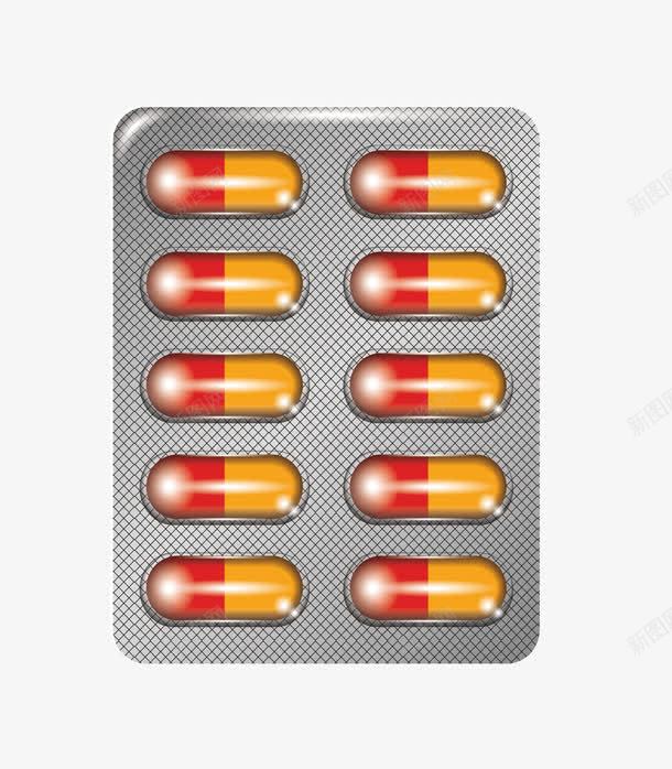 医疗药品胶囊png免抠素材_88icon https://88icon.com 医疗 矢量素材 红黄色 胶囊 药品