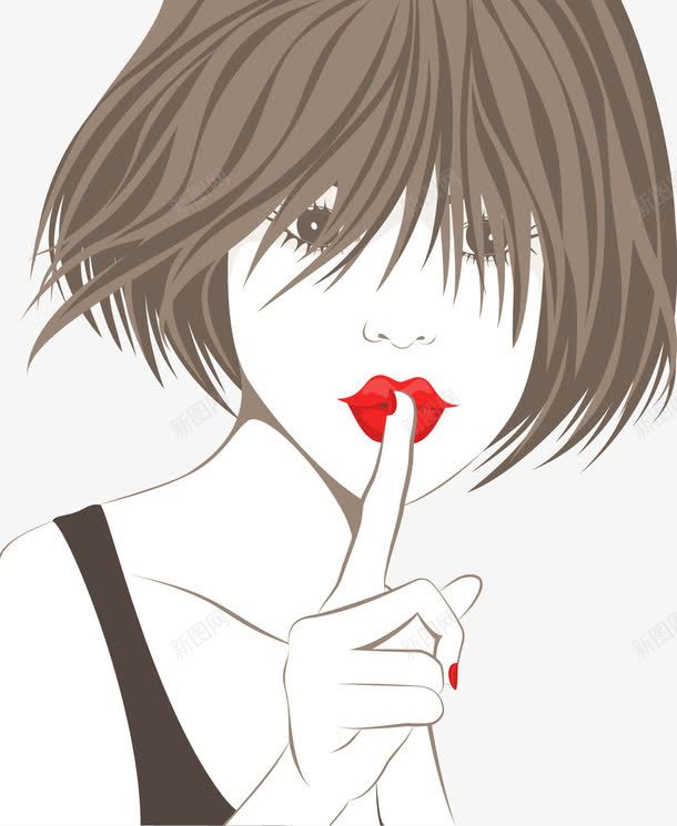 短发美女png免抠素材_88icon https://88icon.com 免费矢量下载 手绘美女 插画 短发美女 禁声
