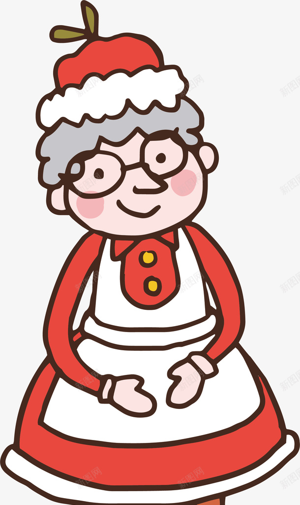 手绘圣诞奶奶矢量图ai免抠素材_88icon https://88icon.com 可爱奶奶 圣诞奶奶 圣诞快乐 圣诞节 手绘奶奶 矢量png 矢量图