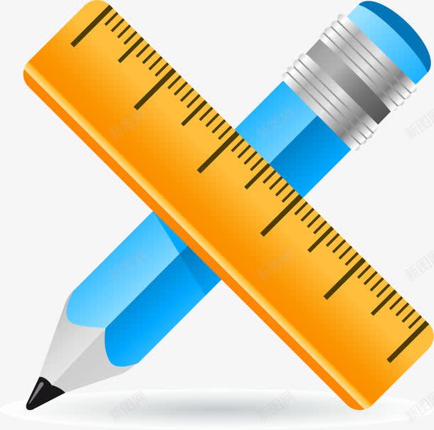 蓝色铅笔黄色直尺图案png免抠素材_88icon https://88icon.com 图案 直尺图案 蓝色铅笔 黄色直尺