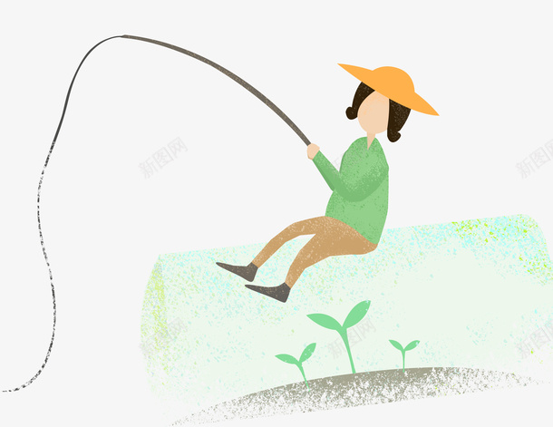 清明节垂钓卡通手绘插画png免抠素材_88icon https://88icon.com 卡通 卡通人物 垂钓 手绘 插画 水彩 清明节