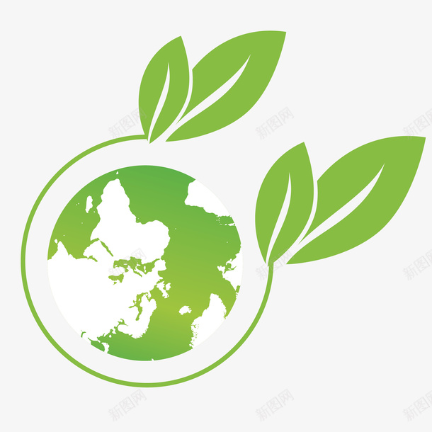 绿色环保地球日png免抠素材_88icon https://88icon.com 免扣PNG 卡通 地球 环保 绿叶子 绿色