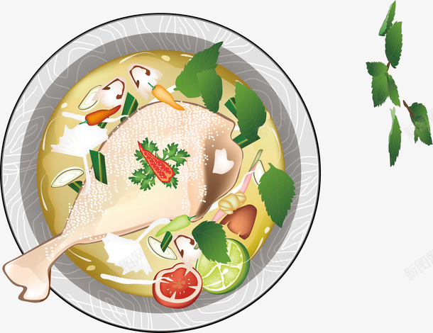 卡通鸡腿肉原素矢量图ai免抠素材_88icon https://88icon.com AI矢量图 免抠图元 卡通鸡腿 草药设计 药膳汤 药膳鸡 矢量图
