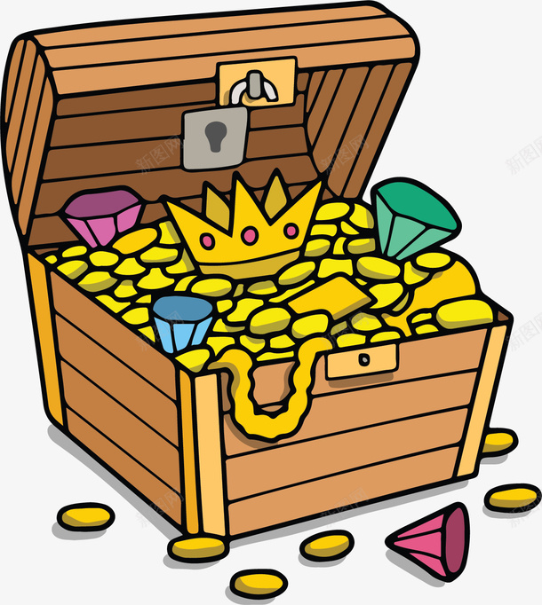 装满财宝的金币宝箱矢量图ai免抠素材_88icon https://88icon.com 宝箱 手绘金币 矢量png 藏宝箱 金币 金币堆 矢量图