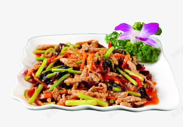 蒜台炒肉png免抠素材_88icon https://88icon.com 木耳 肉丝 胡萝卜 蒜台