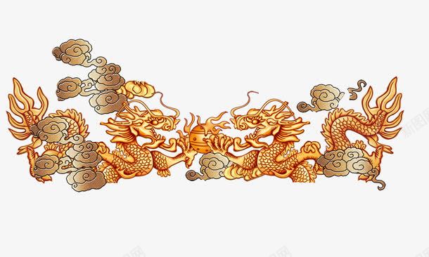 双龙戏珠中国风png免抠素材_88icon https://88icon.com 中国风 双龙戏珠