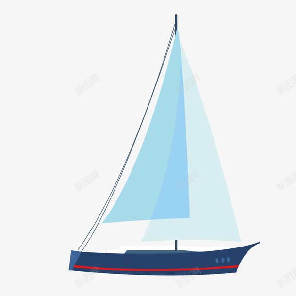 手绘蓝色航行的小船png免抠素材_88icon https://88icon.com 小船 手绘小船 航行的小船 船只 船帆 蓝色小船