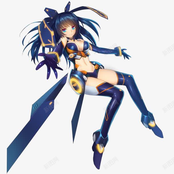 机甲战士蓝衣女孩png免抠素材_88icon https://88icon.com 女孩 战士 机甲 蓝衣