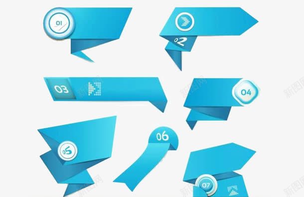 有编号箭头png免抠素材_88icon https://88icon.com 不规则 几何 数字 蓝色
