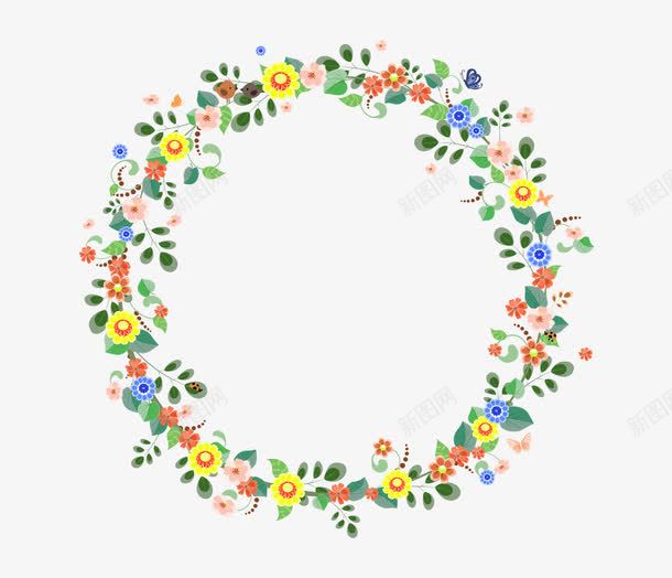 黄色清新花圈边框纹理png免抠素材_88icon https://88icon.com 免抠PNG 清新 花圈 边框纹理 黄色
