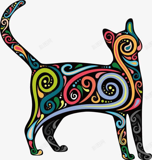 手绘图腾猫矢量图ai免抠素材_88icon https://88icon.com 创意 图案 图腾 手绘 猫 矢量图