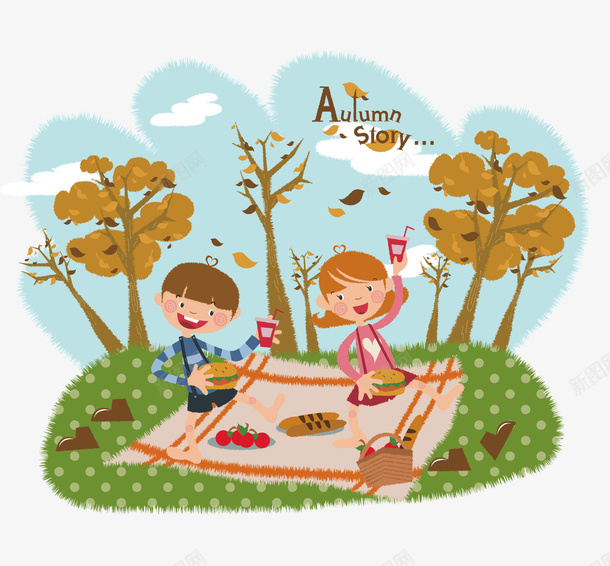 两个小孩和零食矢量图ai免抠素材_88icon https://88icon.com 孩子 热狗 矢量素材 零食 食品 矢量图