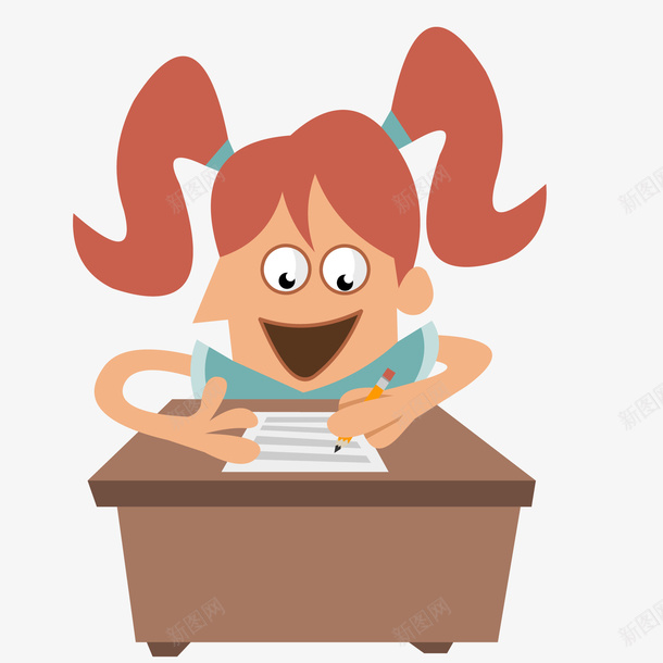 卡通写作业的女孩人物矢量图ai免抠素材_88icon https://88icon.com 人物设计 儿童生活节 写作业 卡通 可爱 女孩 矢量图