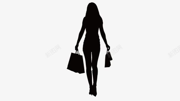 购物女孩剪影png免抠素材_88icon https://88icon.com 卡通美女 矢量美女 购物女孩剪影