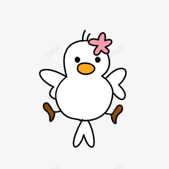 小鸡png免抠素材_88icon https://88icon.com 卡通小鸡 头戴小花的小鸡 小鸡 白色 跳的小鸡