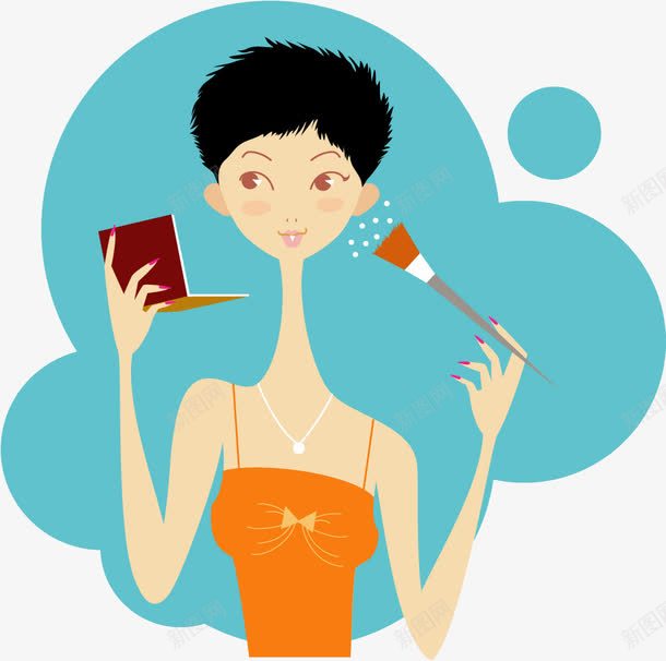 正在化妆的黑色短发女孩png免抠素材_88icon https://88icon.com 化妆 卡通 女孩 短发